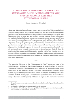 ItalIan SongS PublIShed In MagazIne MetronoMe za Vas (MetronoM