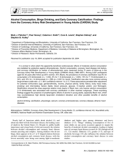 Alcohol Consumption, Binge Drinking, and Early Coronary