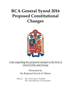 RCA General Synod 2016 Proposed Constitutional Changes