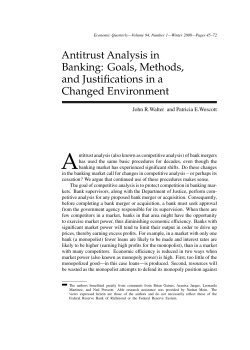 Antitrust Analysis in Banking - Federal Reserve Bank of Richmond