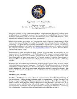 Opportunity and Challenge Profile Marquette University Search for