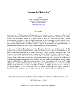 Rousseau, The Misfit`s Hero - Rousseau Studies