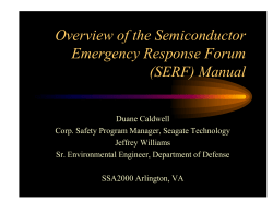 Overview of the Semiconductor Emergency Response Forum (SERF