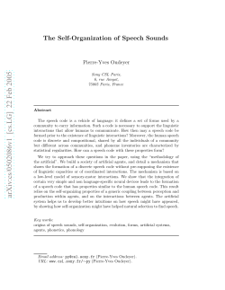 The Self-Organization of Speech Sounds