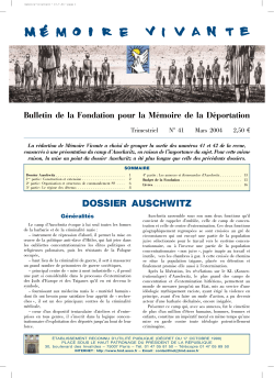dossier Auschwitz - Fondation pour la M&eacute;moire de la D&eacute;portation