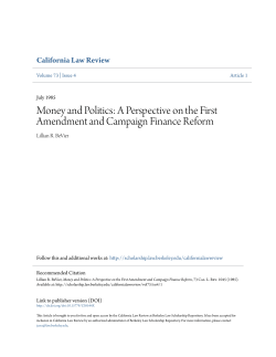 A Perspective on the First Amendment and Campaign Finance Reform