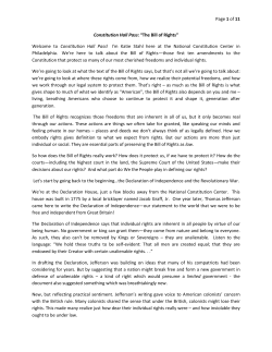 Page 1 of 11 Constitution Hall Pass: &ldquo;The Bill of Rights&rdquo;