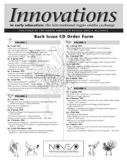 Back Issue CD Order Form - North American Reggio Emilia Alliance