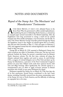 NOTES AND DOCUMENTS Repeal of the Stamp Act