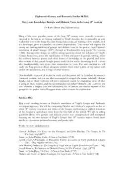 Georgic and Didactic Poetry