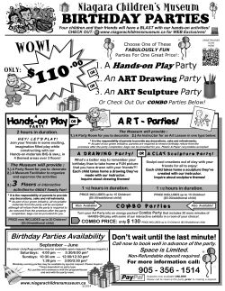 birthday parties - Niagara Children`s Museum
