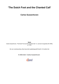 The Dutch Foot and the Chanted Call