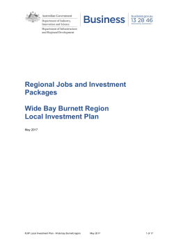 Local Investment Plan for the Wide Bay Burnett