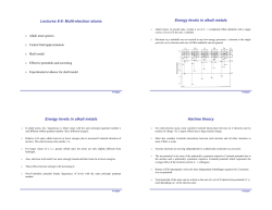 Lectures 8-9: Multi-electron atoms Energy levels in alkali metals