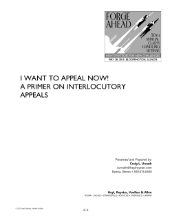 i want to appeal now! a primer on interlocutory appeals