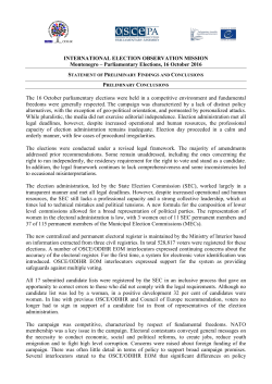 INTERNATIONAL ELECTION OBSERVATION