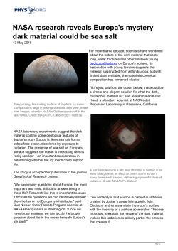 NASA research reveals Europa`s mystery dark material
