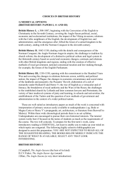 CHOICES IN BRITISH HISTORY 1) MEDIEVAL OPTIONS (BRITISH