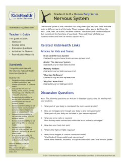 Teacher`s Guide: Nervous System (Grades 6 to 8)