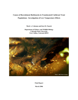 Causes of Recruitment Bottlenecks in Translocated Cutthroat Trout