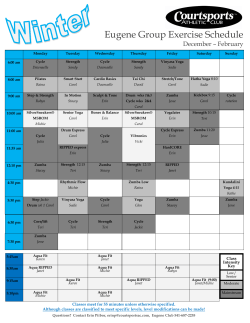 Eugene Group Exercise Schedule