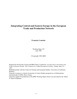 Integrating Central and Eastern Europe in the European Trade and