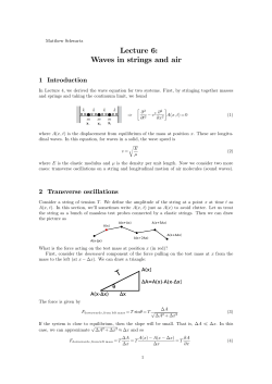Lecture 6: Waves in strings and air