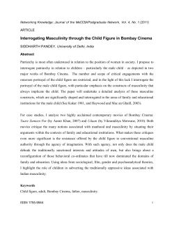Interrogating Masculinity through the Child Figure in Bombay Cinema
