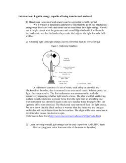 Introduction: Light is energy, capable of being transformed and used