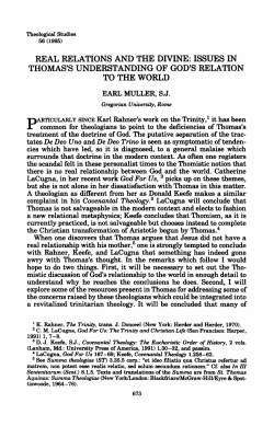 real relations and the divine: issues in thomas`s understanding of