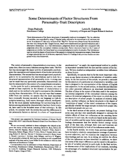 Some Determinants of Factor Structures From Personality