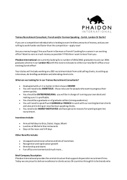 Trainee Recruitment Consultant, French and/or German Speaking