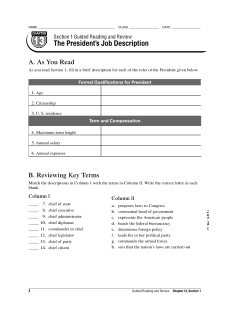 Formal Qualifications for President