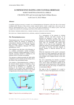 LUMINESCENCE DATING AND CULTURAL HERITAGE