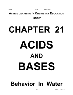 "ALICE" CHAPTER 21 ACIDS AND BASES Behavior In Water