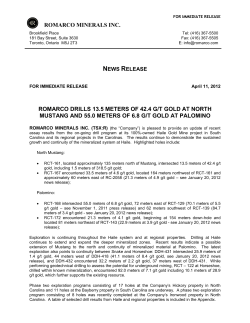 romarco minerals inc. romarco drills 13.5 meters of 42.4 g/t