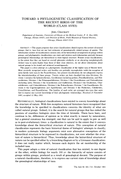 toward a phylogenetic classification of the recent birds of the world