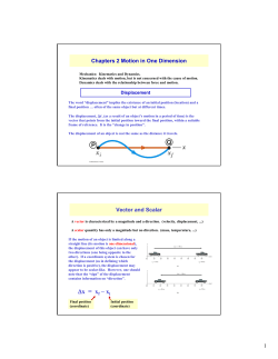 Chapters 2 Motion in One Dimension