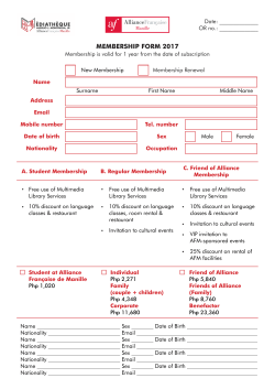 Membership Form - Alliance Fran&ccedil;aise de Manille