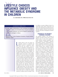lifestyle choices influence obesity and the metabolic syndrome