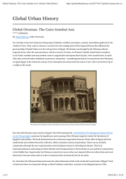 Global Ottoman: The Cairo-Istanbul Axis | Global Urban History