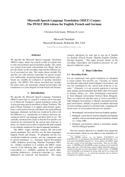 Microsoft Speech Language Translation (MSLT) Corpus