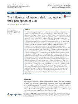 The influences of leaders` dark triad trait on their perception of CSR