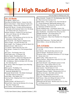J High Reading Level - Kent District Library