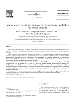 Seismic wave velocity and anisotropy of serpentinized peridotite in