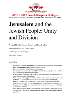 Jerusalem and the Jewish People: Unity and Division