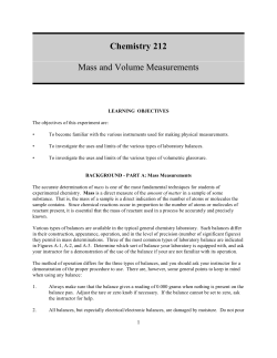 Mass Measurements and the Use of Volumetric Glassware