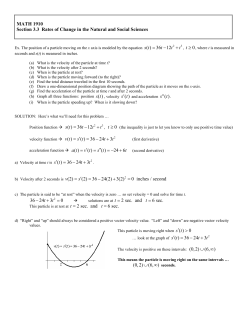 MATH 1910 Section 3.3 Rates of Change in the Natural and Social