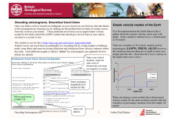 Decoding seismograms, theoretical travel times Simple velocity