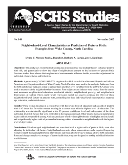 Neighborhood-Level Characteristics as Predictors of Preterm Birth